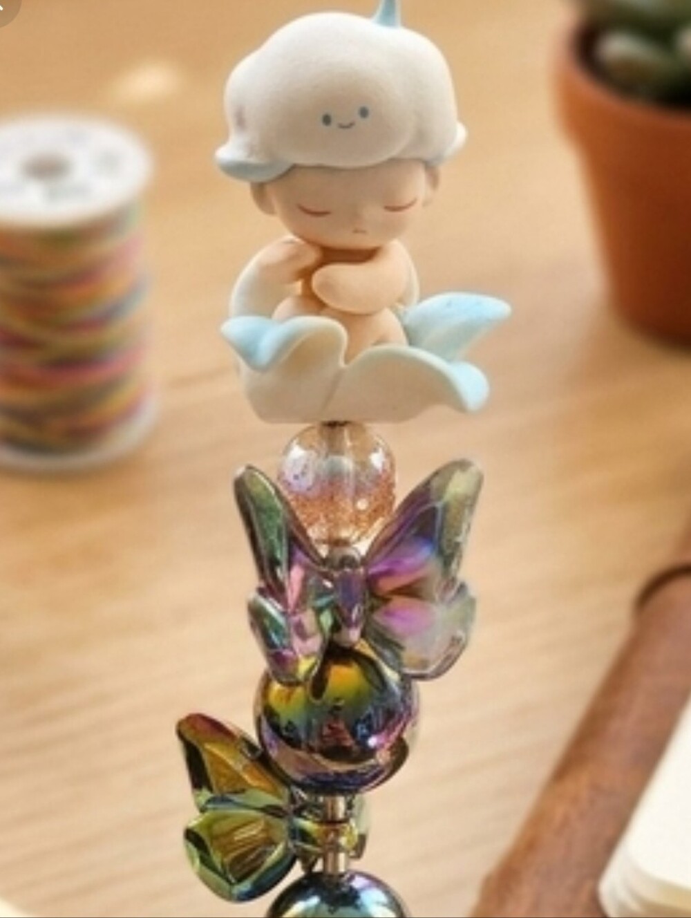 Cute Blue Butterfly Topper Pen with Demo